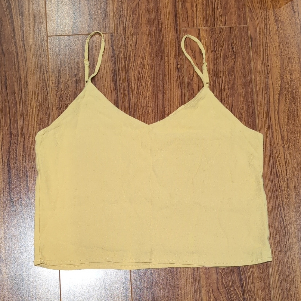 OAK + FORT Yellow Crop Camisole with Spaghetti Straps